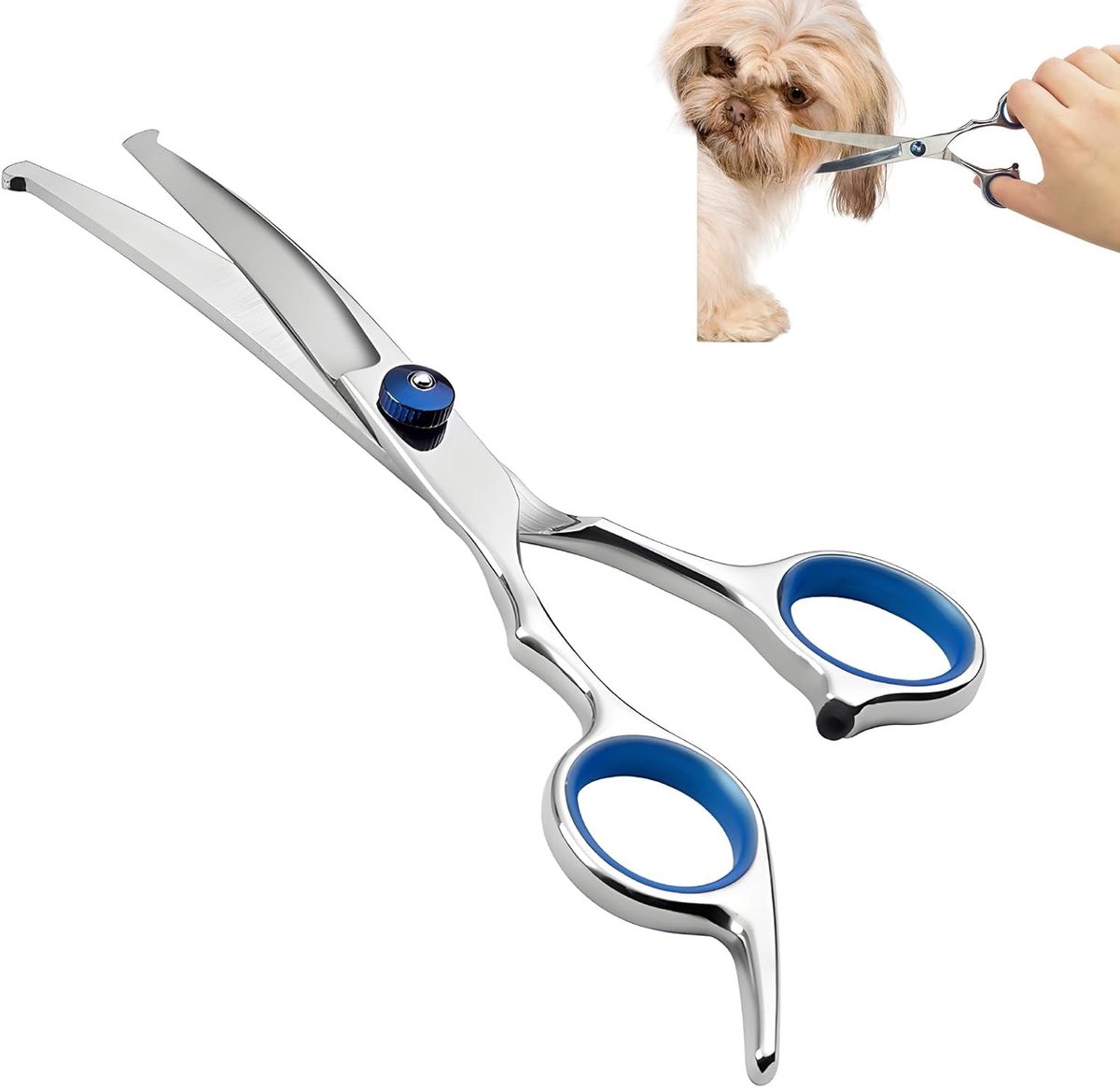 Curved Veiligheids Scharen voor Honden en Katten - Ronde Punt Grooming Scharen van Roestvrij Staal voor Dierenverzorging