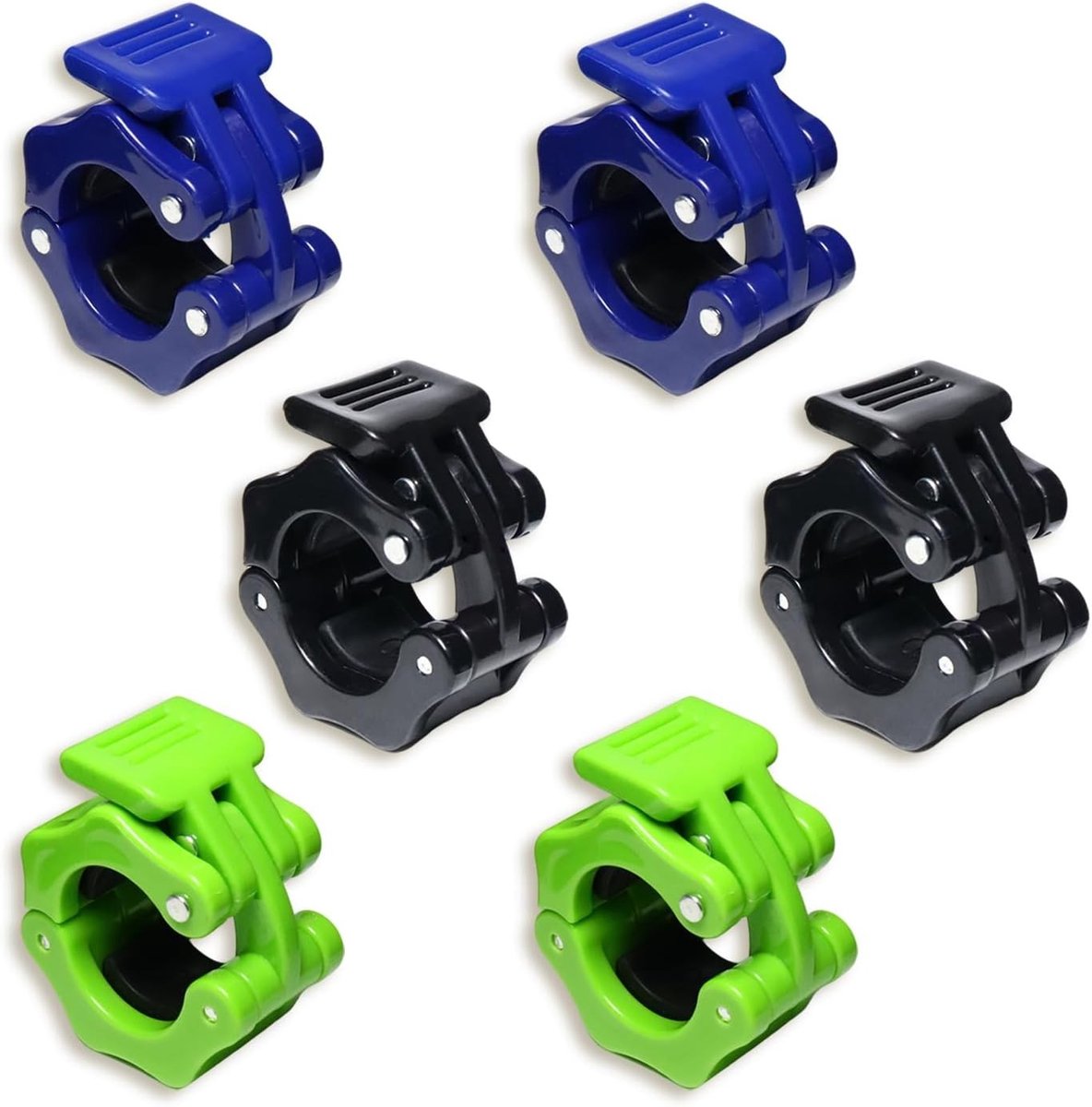 Dumbbell Sluitingen Set van 6, Snelle Ontgrendelingsclips voor Halters, Ideaal voor Gewichtheffen, Fitness en Training, Multicolor, 30 mm, ABS Materiaal