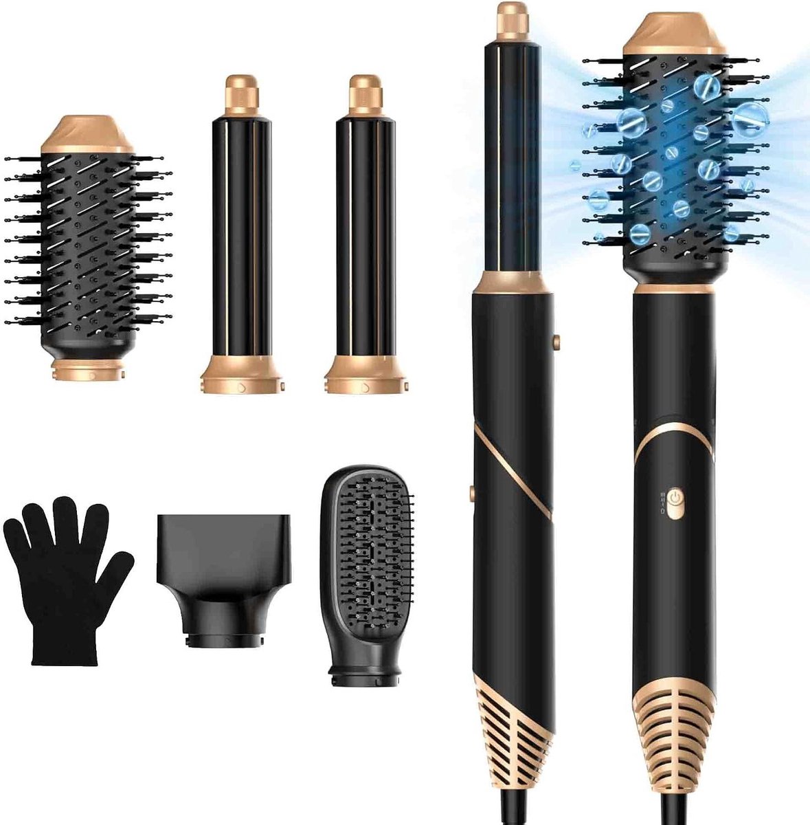 Haarstyler 5-in-1 - Heteluchtborstel Krultang - Haar Modelleren - Coanda Technologie - 28 x 20 x 6 cm - Zwart