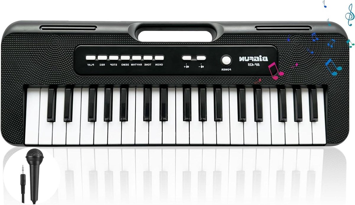 Kinderpiano - Muziek speelgoed - Muziek leren - 37 toetsen - 42.5 cm - Zwart