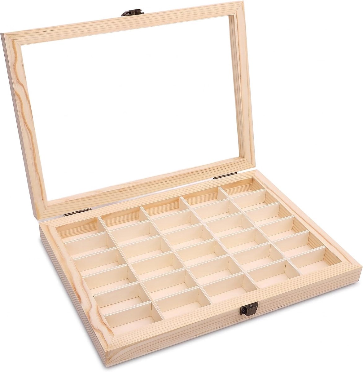 Opbergdoos voor 135 Filmcassettes - Minimalistische Houten Vitrine met 30 Gleuven voor Fotografieliefhebbers en het Bewaren van Fotografische Herinneringen in Massief Hout