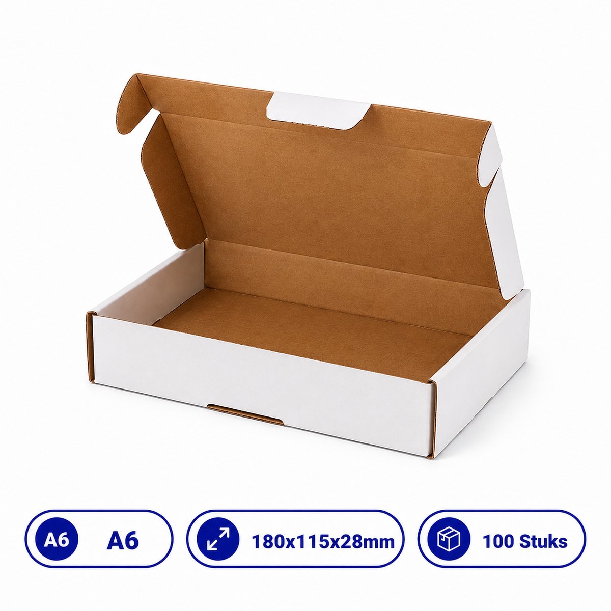 Brievenbusdoos A6 - 100 Stuks - 180x115x28mm - Witte Verzenddozen van Golfkarton | Propacker