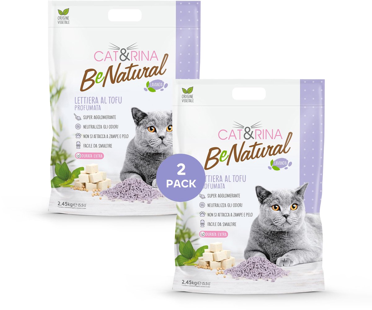 Cat&Rina BeNatural Tofu Kattenbakvulling, 5,5 l, klonterend en plantaardig, voor maximaal 30 dagen gebruik - ShopVlot