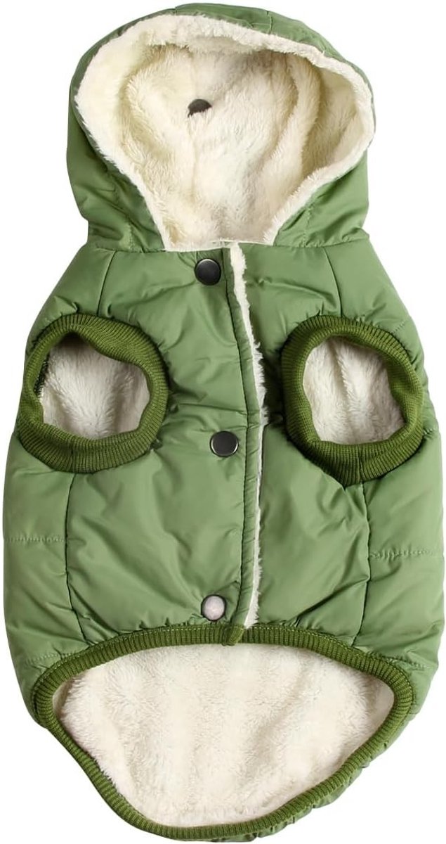 Warme Fleece Hondensweater voor de Winter, Grote Hond Hoodie met Kap in Groen - Ideaal voor Koude Dagen en Bescherming tegen de Elementen