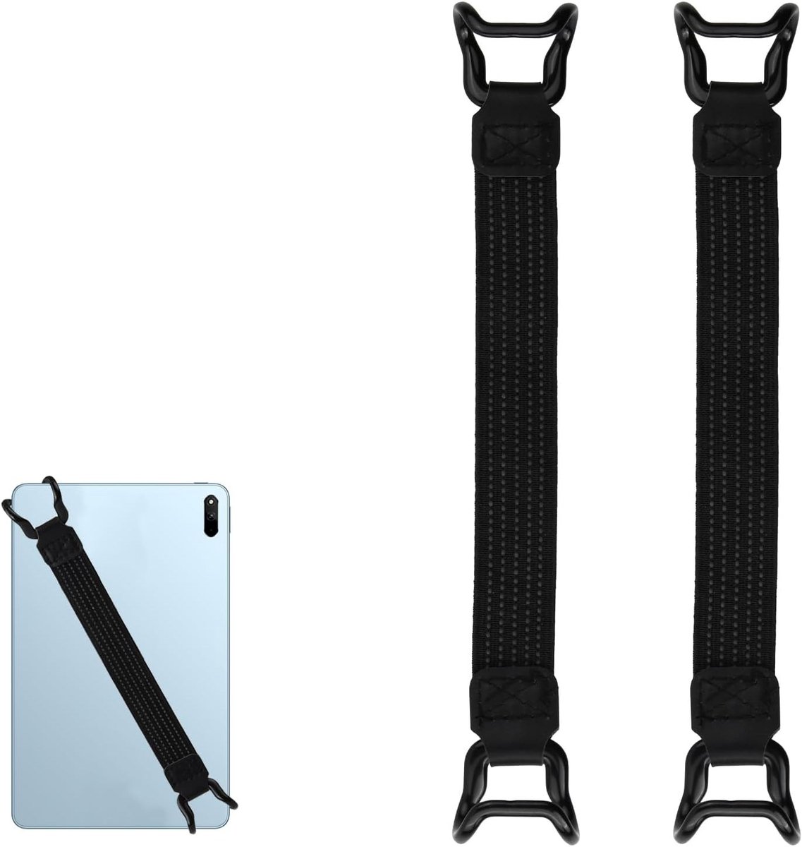 Universele Niet-Slip Tablet Houder Set van 2, Elastische Band voor Tablets en E-Readers, Geschikt voor 7-11 Inch, Zwart, Ideaal voor Thuis en Onderweg