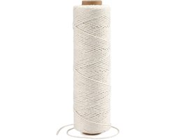 100m Katoenen Touw 1mm voor Slagers en Bakkers, Beige Katoen Draad voor Koken, Bakken, Creatieve Projecten, Tuinieren en Verpakken