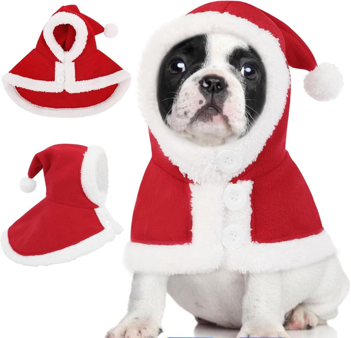 Hond kerstkostuum met cape voor feestjes, schattige kerstoutfit voor honden en huisdieren