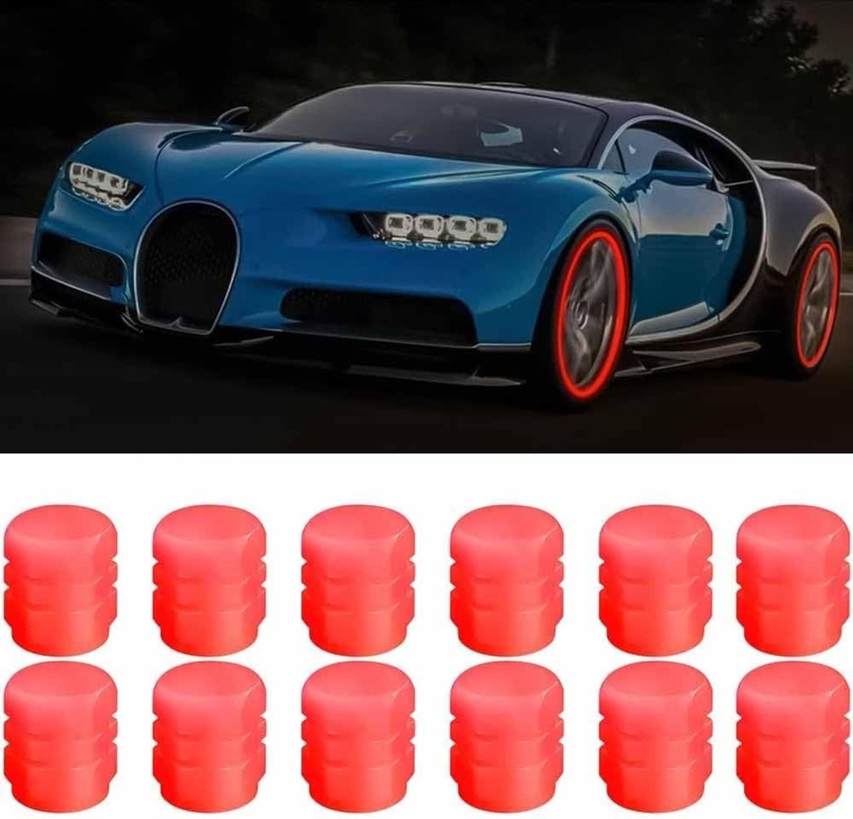 Set van 12 Luminous Ventieldoppen voor Auto's, Trucks en Motoren - Fluorescerende Accessoires voor Banden en Veiligheid