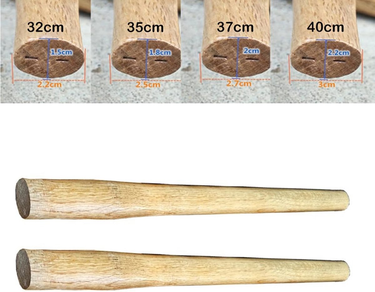 Vervangende Houten Octagonale Hamersteel voor Klauwhamers en Klophamers - Verkrijgbaar in 4 Maten: 32cm, 35cm, 37cm, 40cm, Duurzaam en Ergonomisch