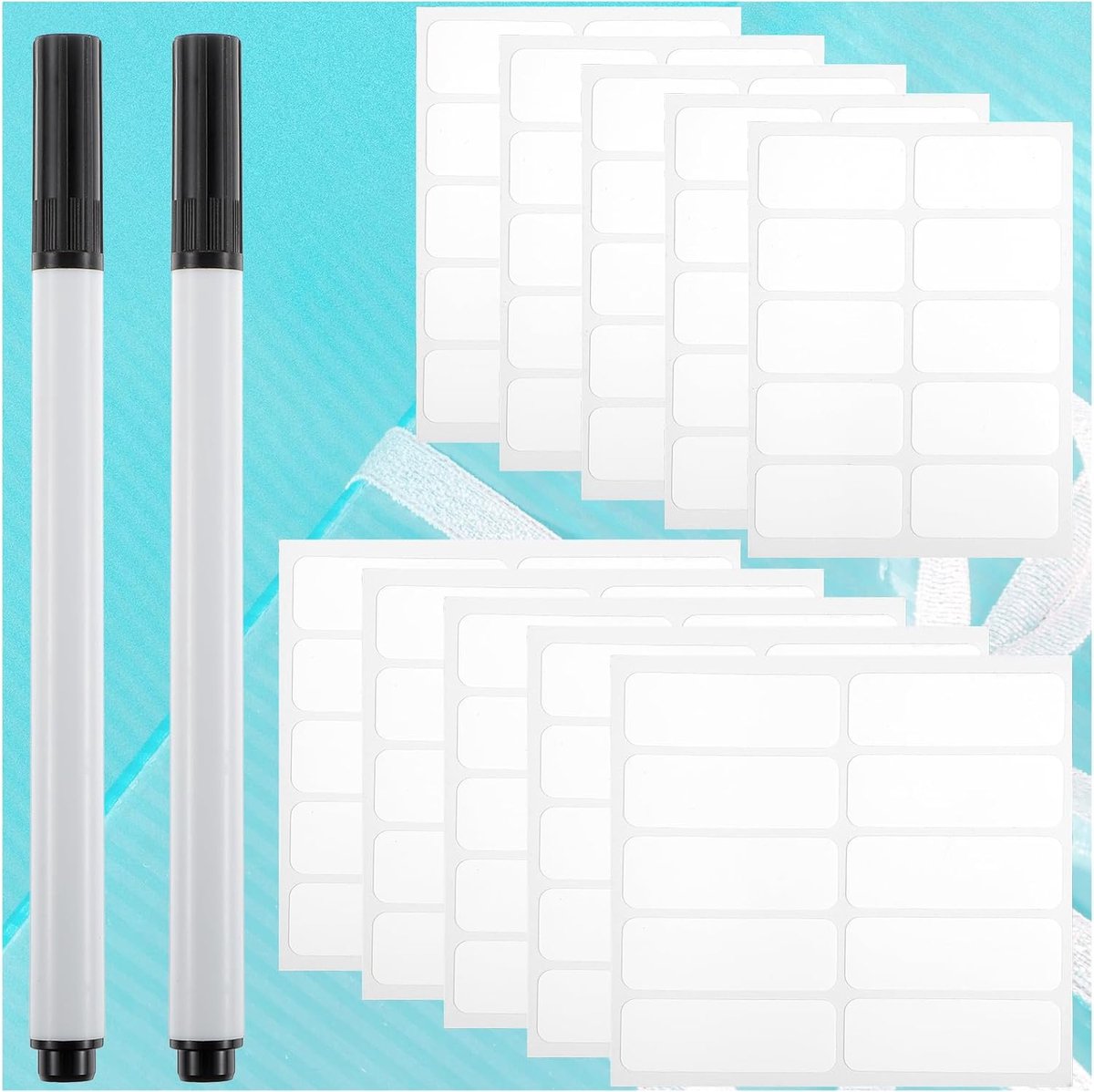 100 stuks zelfklevende kledinglabels, 2 maten, labels met pen, waterbestendige labels voor het beschrijven, labels met - ShopVlot