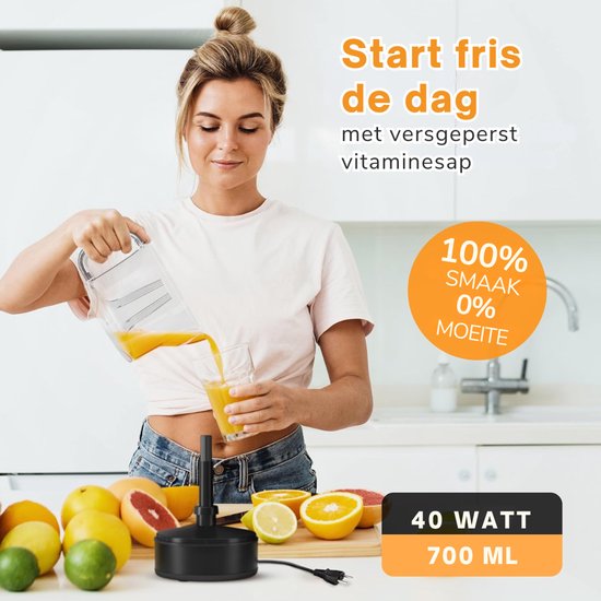 SNJY® Sinaasappelpers - Citruspers - Fruitpers - 40 W - 700ML - Zwart van SNJY — afbeelding 5