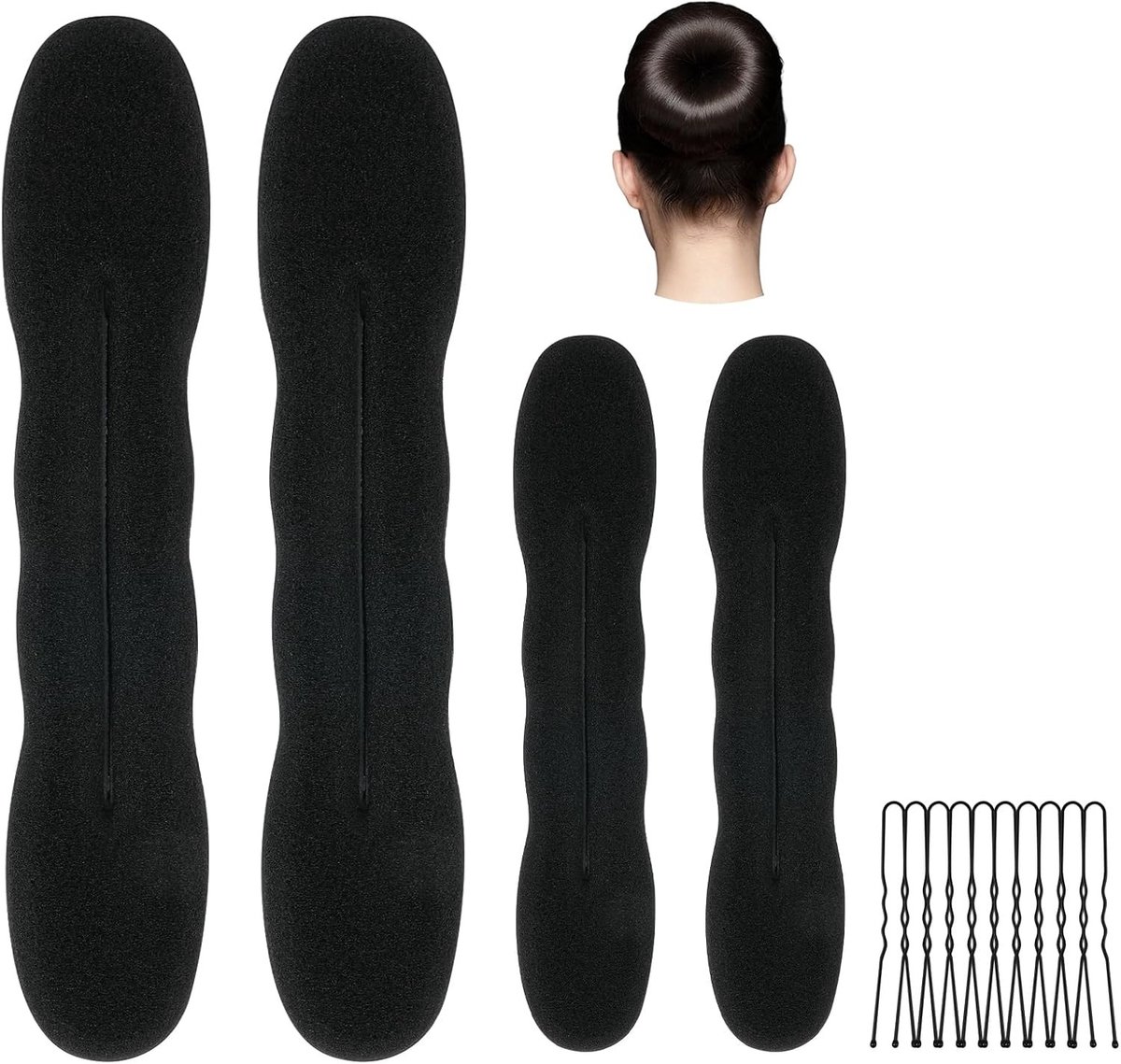 4-delige Haarbuns Set voor Franse Hairstyle, Eenvoudige Donut Styling met Spons en Haarklemmen, Ideaal voor Vrouwen en Meisjes