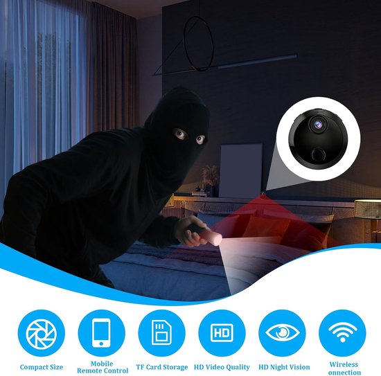 Mini Camera - WLAN Camera - Binnen Beveiligen - Bewegingssensor Nachtzicht - 5 x 5 x 2 cm - Zwart — afbeelding 5