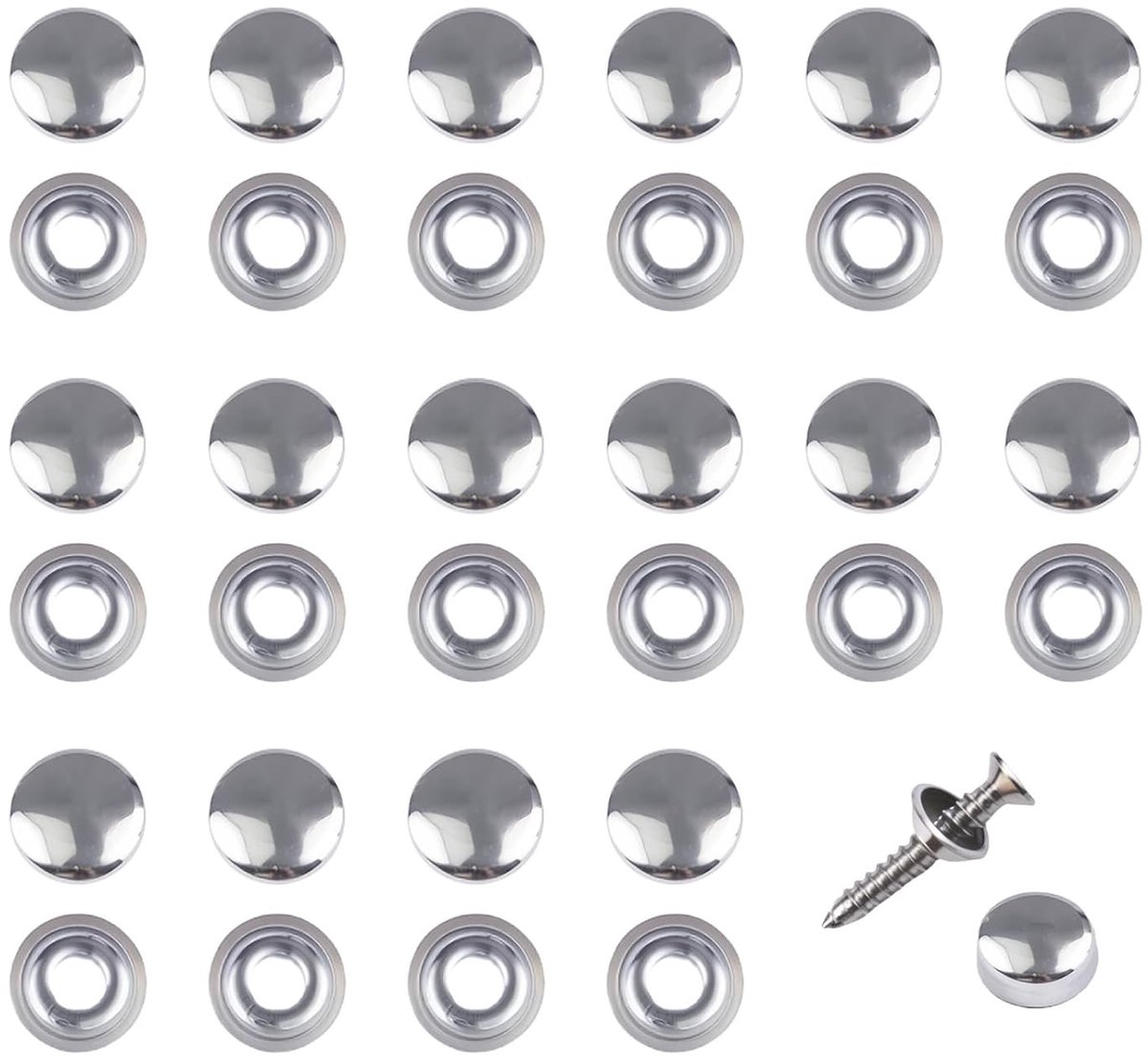 40 Stuks RVS M4 Schroefdeksels, Zilveren Decoratieve Snap-on Caps voor Meubels en Spiegels, Bescherming en Afwerking