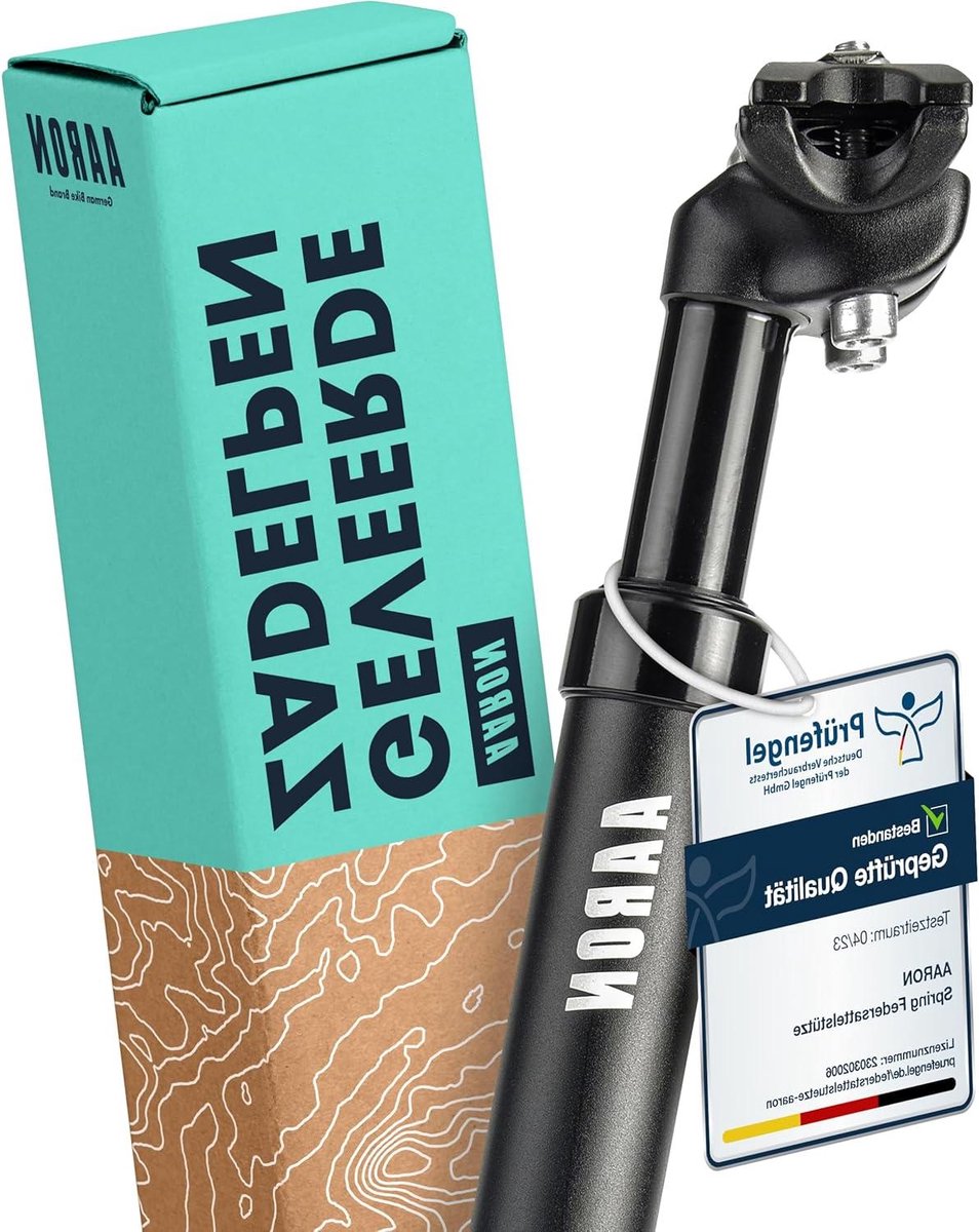 Fiets Zadelpen - Verende Pen - Comfortabel Fietsen - Aluminium Constructie - 350mm Lengte - Zilver