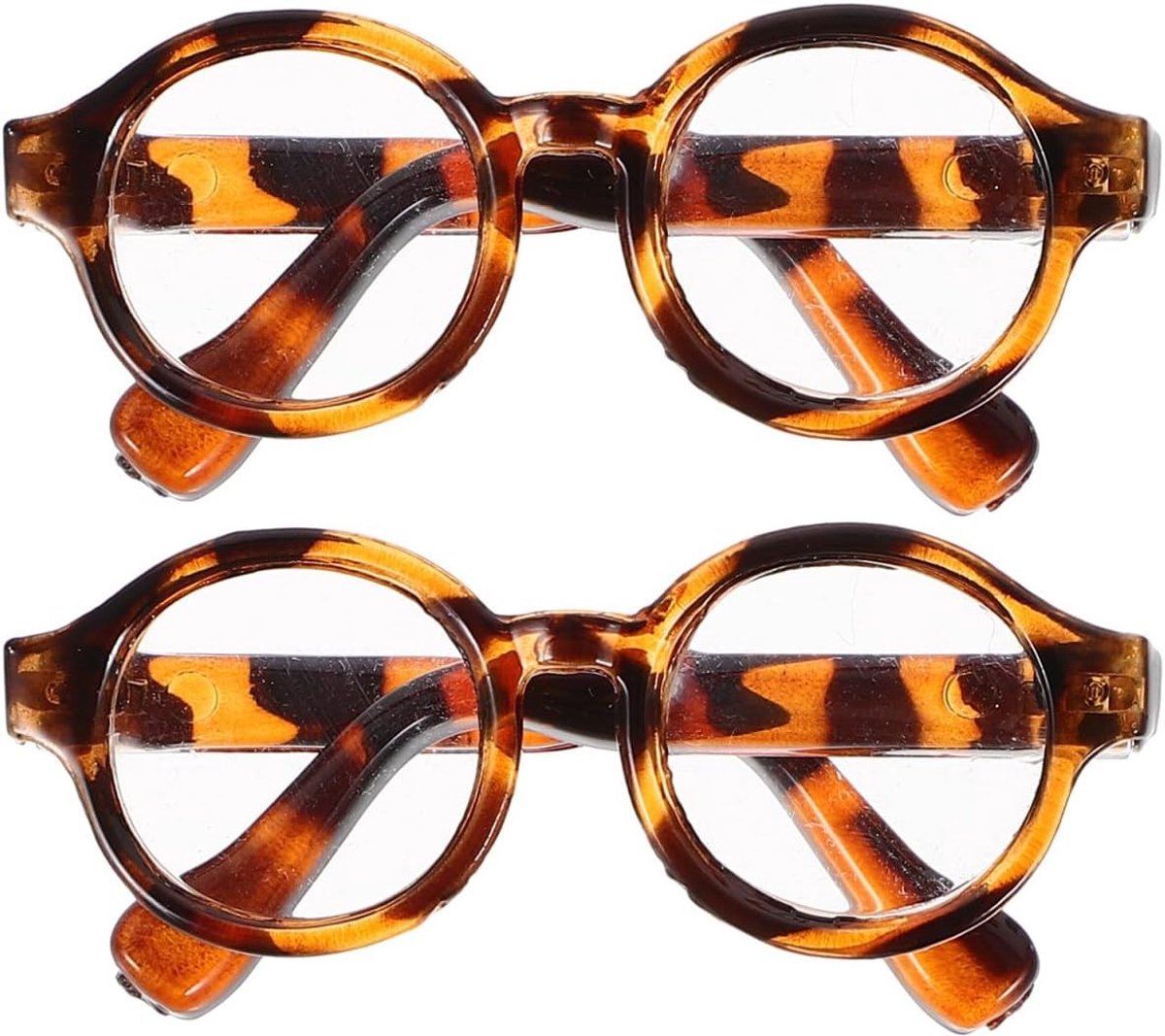 Plastic Poppenbril - 2 Paar Leuke Accessoires voor Verkleedpartijen en Rollenspellen - Leopard Motief, 4.5 cm
