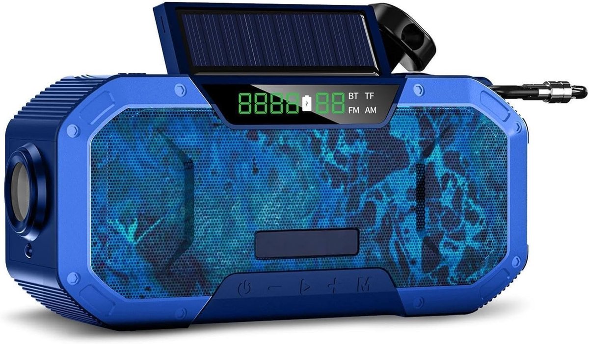 Draagbare Dynamo Radio met AM/FM, 5000mAh Powerbank, Zaklamp en SOS Alarm voor Kamperen en Overleven