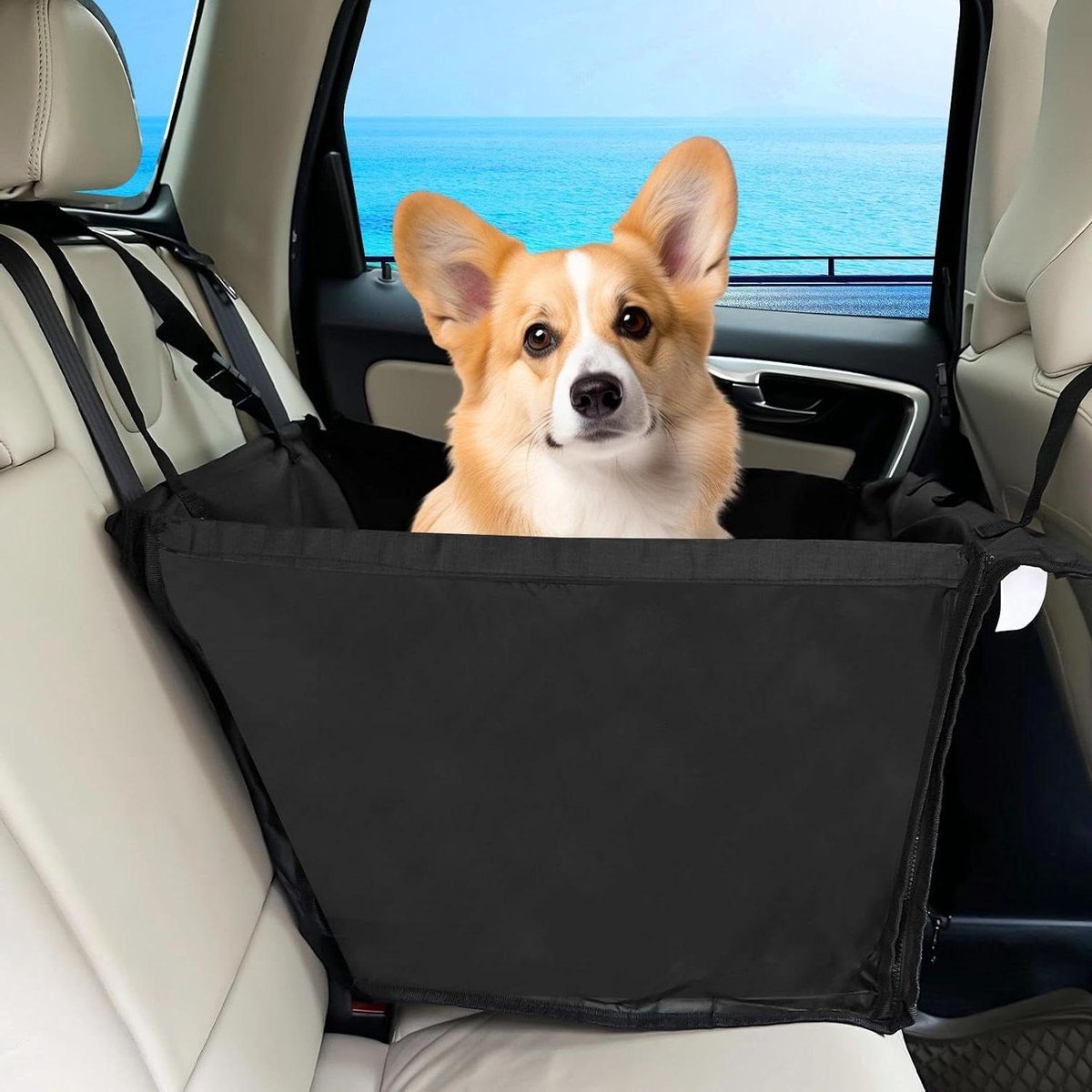Autostoel Hond - Reismand Auto - Veilig Reizen - Opvouwbaar Ontwerp - 56 x 47 x 35 cm - Zwart