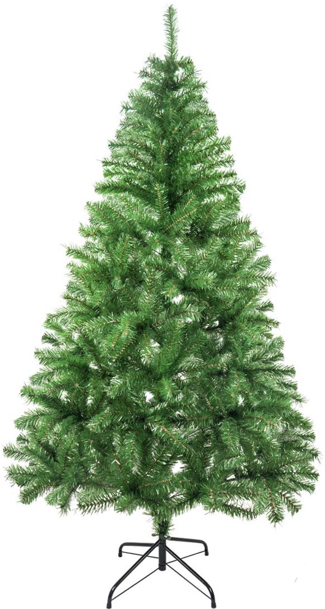 Kunstkerstboom 210 cm - Glanzend Groen - Metalen standaard - Perfect voor de feestdagen - ShopVlot