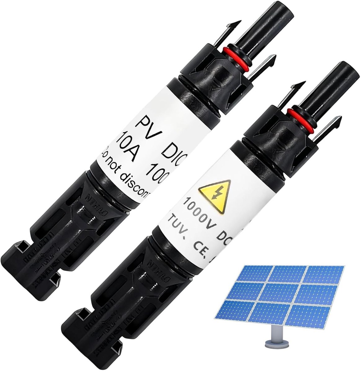 2 Stuks 1000V DC 15A Waterdichte Zonnepaneel Diode Connector, Inline Verbinder met Anti-Reversing Diode, Geschikt voor 2.5–6mm² Kabel voor Fotovoltaïsche Systemen en Zonne-energie Installaties