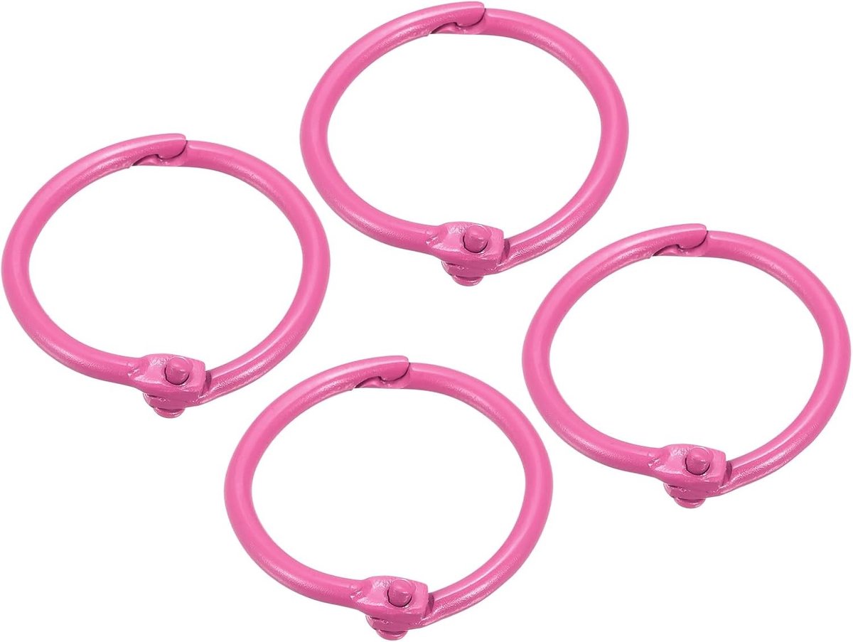 Loose Leaf Binder Ringen 30mm - 4 Stuks Stalen Boekringen voor Thuis of Kantoor, Roze Rood, Ideaal voor Organiseren en Archiveren