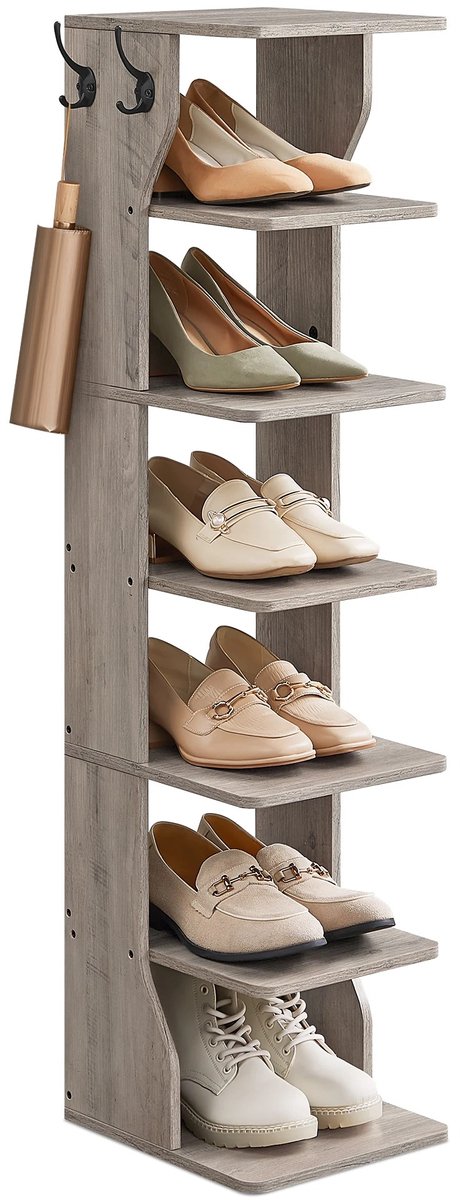 uJOY Schoenenkast - 2 handige ophanghaken - Planken met opstaande rand - Compact maar hoog - Eenvoudige montage - Schoenenopslag