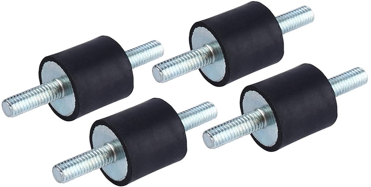 4 Stuks Rubber Schokdempers, M6 Antivibratie Isolatie, 20 x 20 Stille Blokhouders voor Luchtcompressor en Pompen