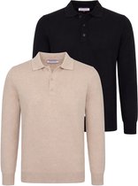 Felix Hardy Set Van 2 Truien Met Polokraag - 100% Katoen Heren Beige-Zwart - L