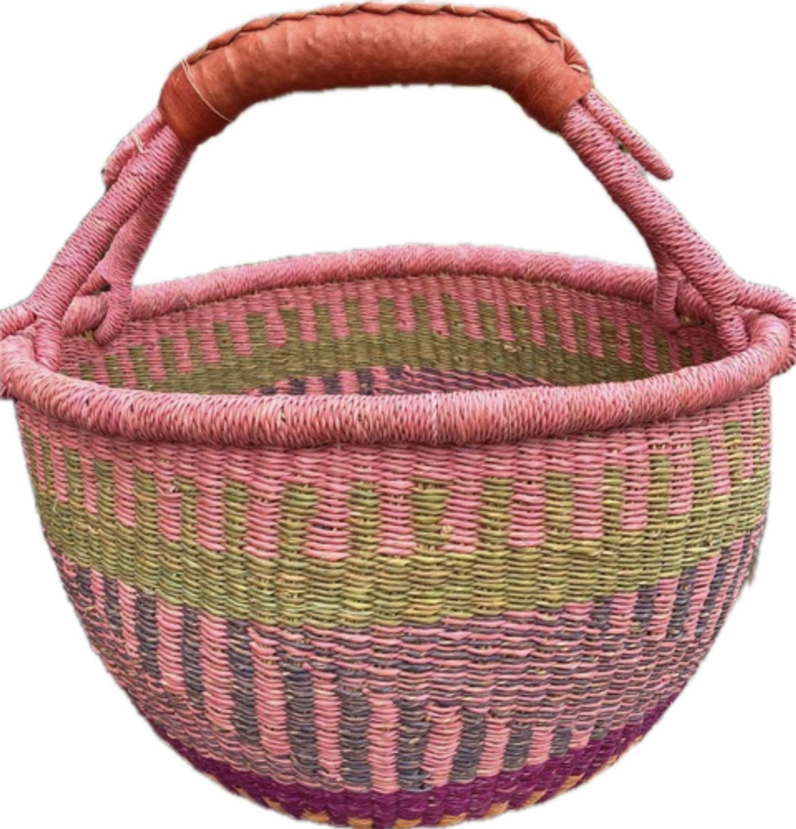 Boodschappenmand - Bolga - met leren handvat - Pomme Chatelaine.NL