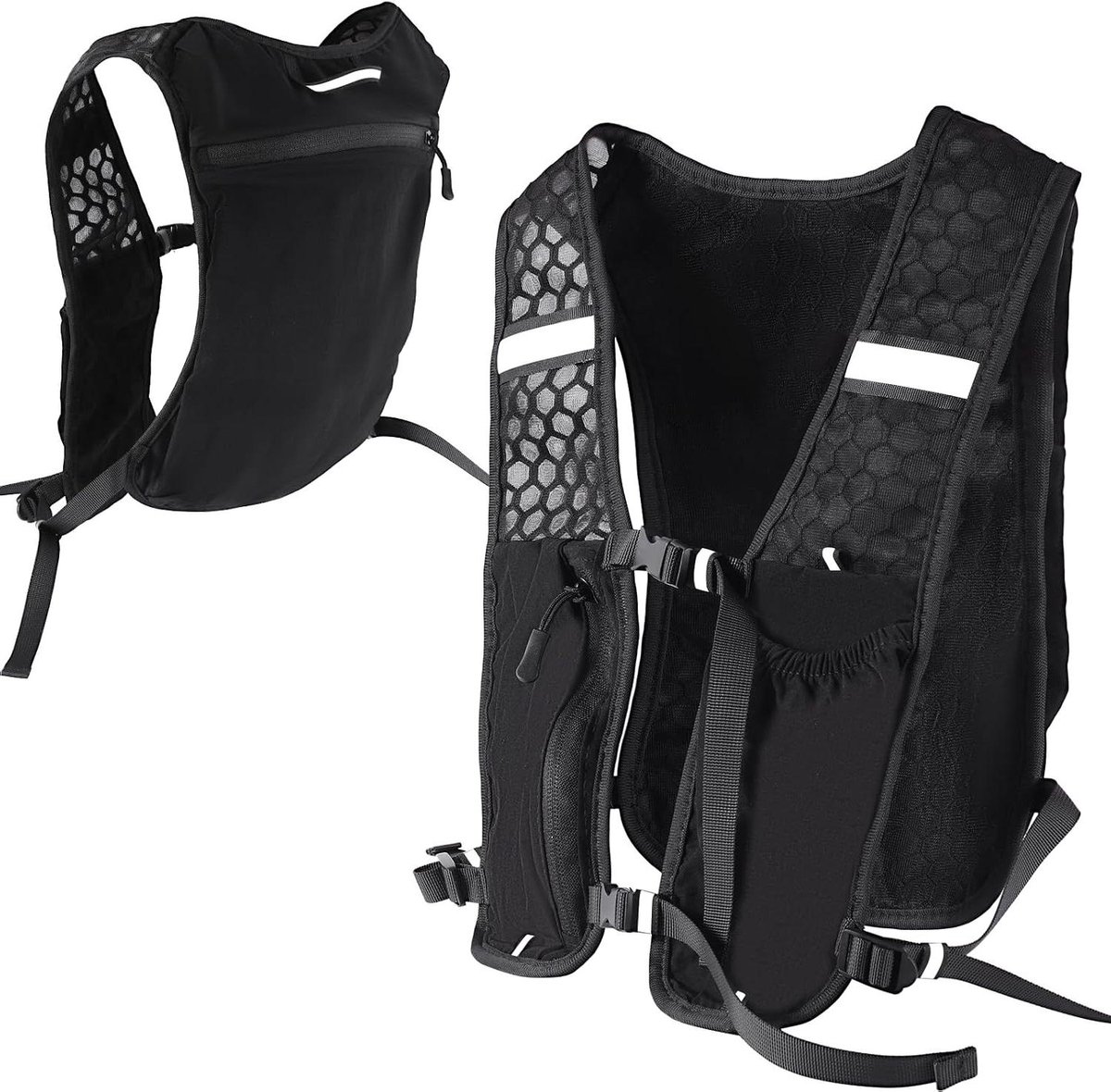 Hardloopvest - Looprugzak - Sporten Buiten - Reflecterend Nachtzicht - 20.5 cm - Zwart