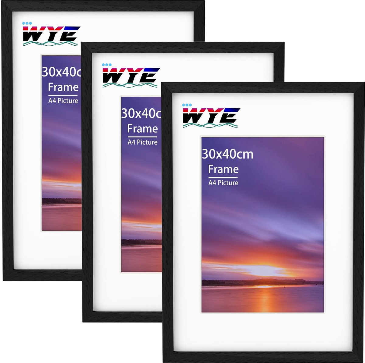 Fotolijsten 30x40 cm - set van 3 - hout met acryl - ideaal voor aan de muur - ShopVlot