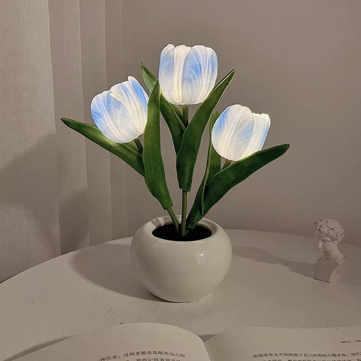Casalora LED Tulp Nachtlamp – Oplaadbare Blauw Bloem Tafellamp – Sfeervolle Nachtlamp voor Slaapkamer