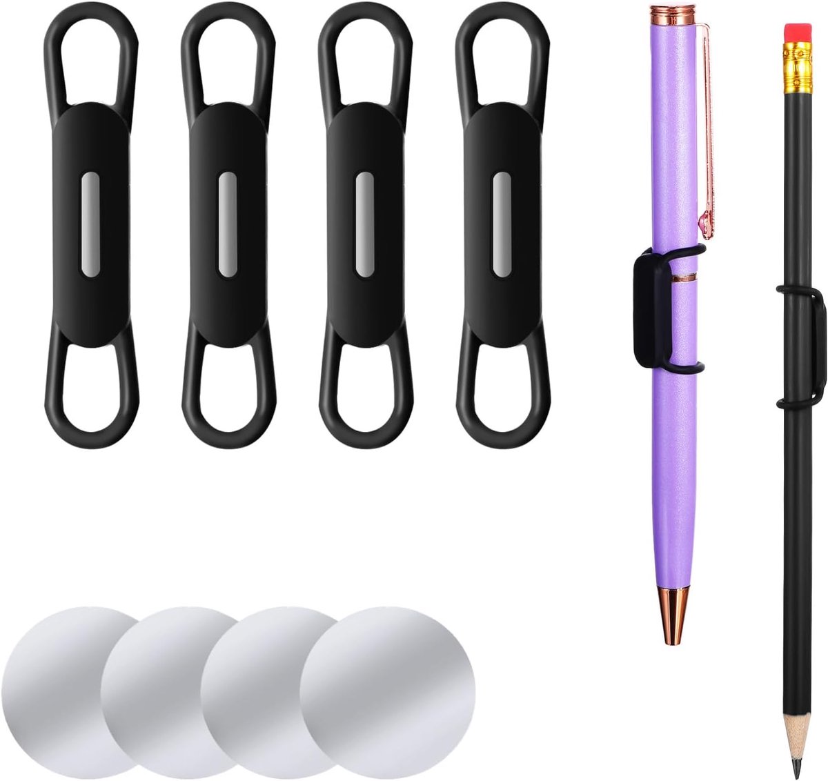 Magnetische pennenhouder 4-delig - siliconen - verstelbaar - ideaal voor koelkast en whiteboard - ShopVlot