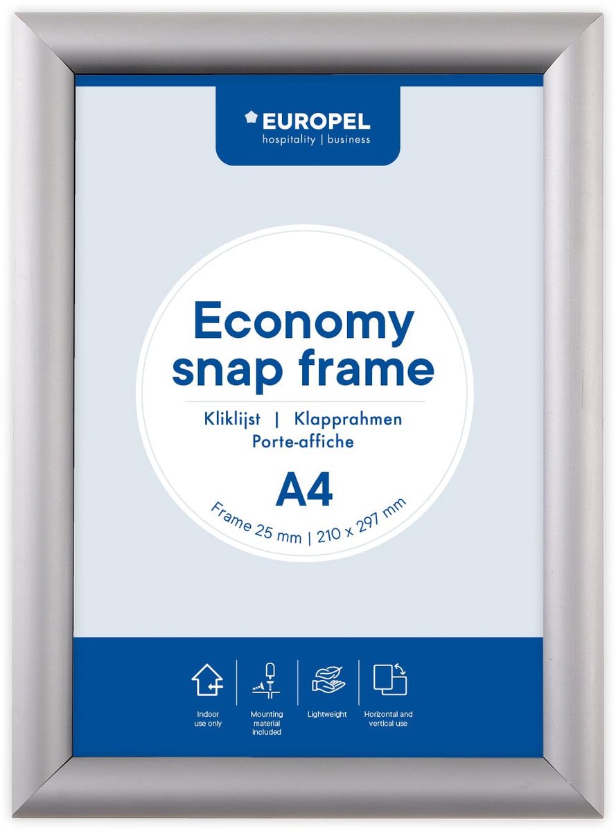 Snaplijst A4 - Zilver aluminium profiel - Anti-reflecterende folie - Voor reclame en menu's - ShopVlot