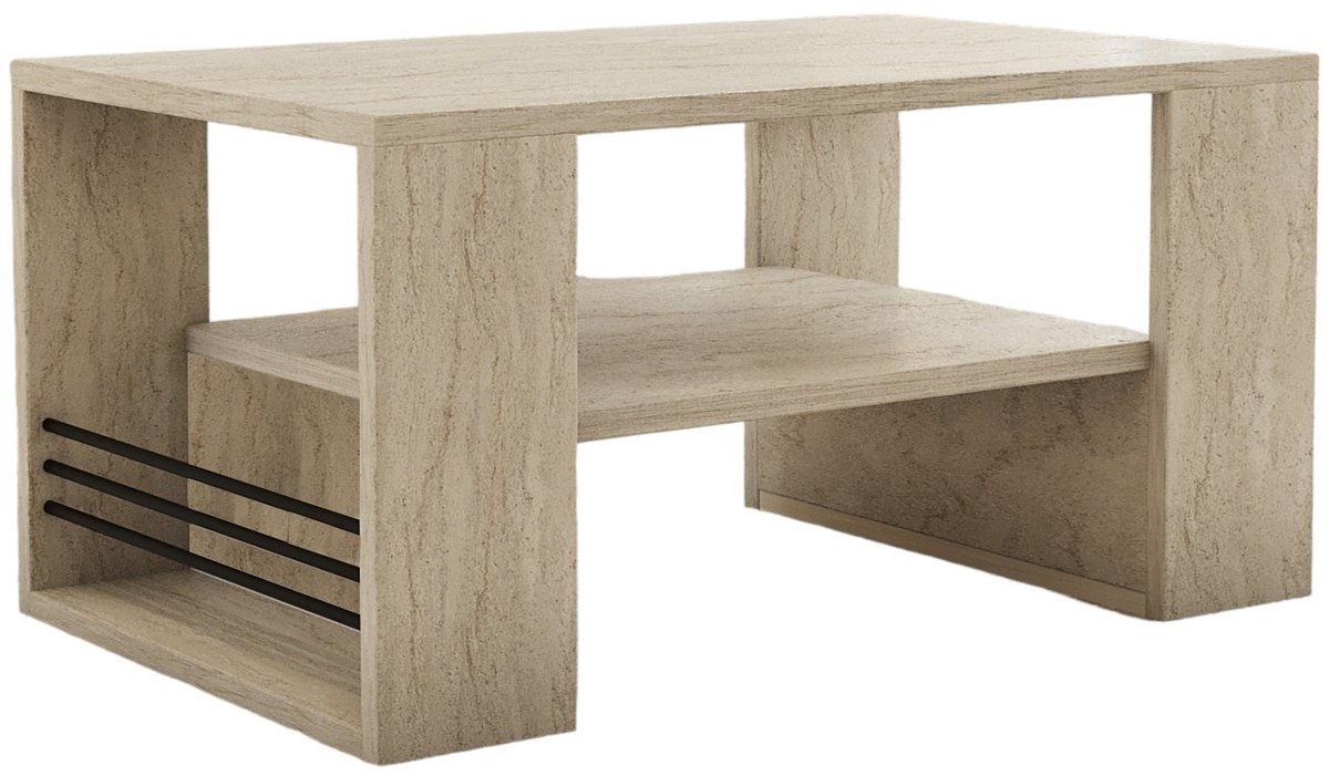 Houten salontafel "Iris" - 80 x 50 x 40 cm - Travertin