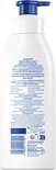 Achterkant van de NIVEA Express bodylotion fles met productinformatie en ingrediënten.