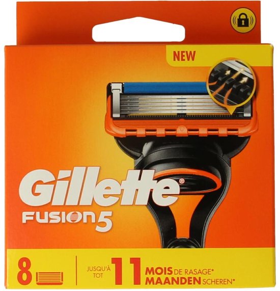 Gillette Fusion5 mesjes in oranje verpakking. Nieuw. 8 mesjes, goed voor 11 maanden scheren.