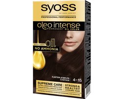 SYOSS Oleo Intense 4-15 - Haarverf - Permanente Haarkleuring - Kastanjebruin - Langdurige Kleur - Professionele Grijsdekking - Zonder Ammoniak - 1 stuk