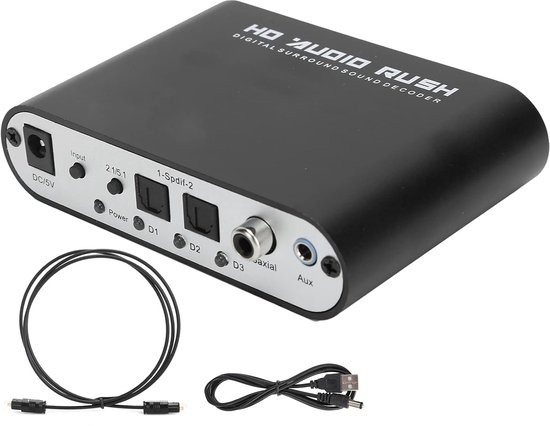 Digitale Audio Converter - DTS Decoder - Thuisbioscoop Geluid - 5.1 Kanaals Conversie - 21 x 15 x 6 cm — afbeelding 5