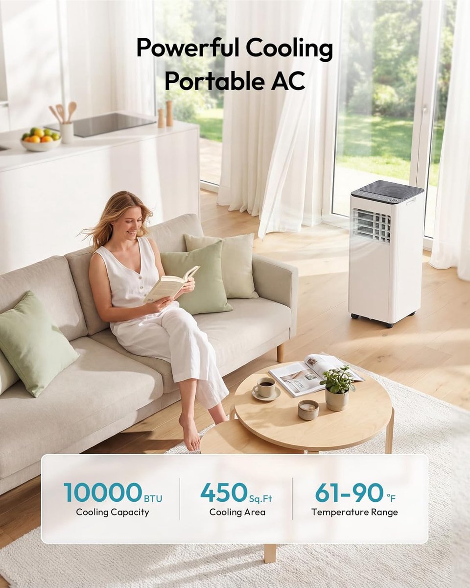 Mobiele Airco 10000 BTU – 4-in-1 Airconditioner – Stil – Slaapmodus – 24-uurs Timer – Wit/Zwart – foto 2