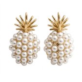 Ananas oorstekers oorbellen voor dames met pareldesign – goudkleurig
