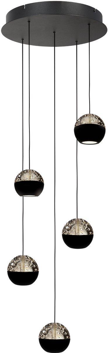 Steinhauer Exclusive - hanglamp - BELLUNO - zwart - glas metaal - Ø 35cm - LED - 4585ZW