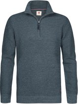 Petrol Industries - Heren Gemêleerde halfzip trui rockford - Blauw - Maat L
