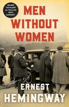 Boekcover van 'Men Without Women' door Ernest Hemingway, met vijf mannen in pak die bij een auto staan.