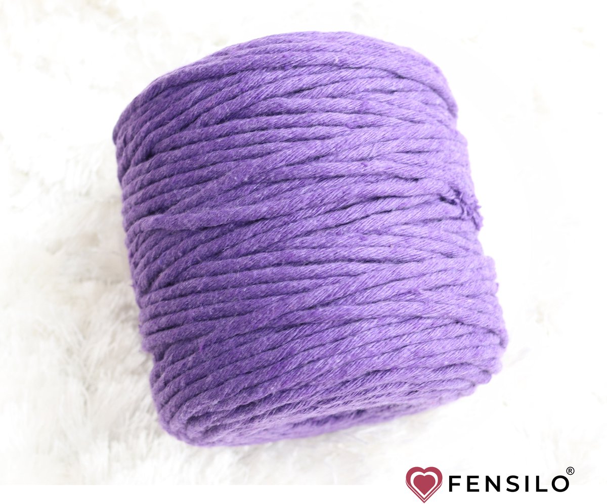 FENSILO Macramé Touw 5mm-100M -Katoen Koord - LAVENDEL Katoen Garen – Hobby DIY & Creatief Handwerk – Voor Wandkleed, Plantenhanger & Sieraden – Voor Volwassenen & Kinderen Knutselen Set