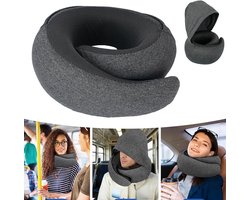 Reiskussen Met Capuchon - Nekkussen Van Traagschuim - Reiskussen Voor In De Nek - U-Vormig Nekkussen Met Oogmasker