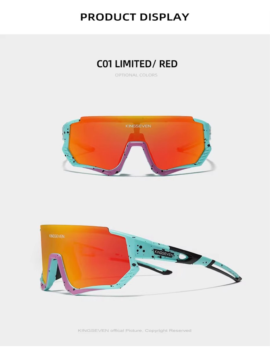 Kingseven Wielren Zonnebril UV400 – Rood Spiegelglas