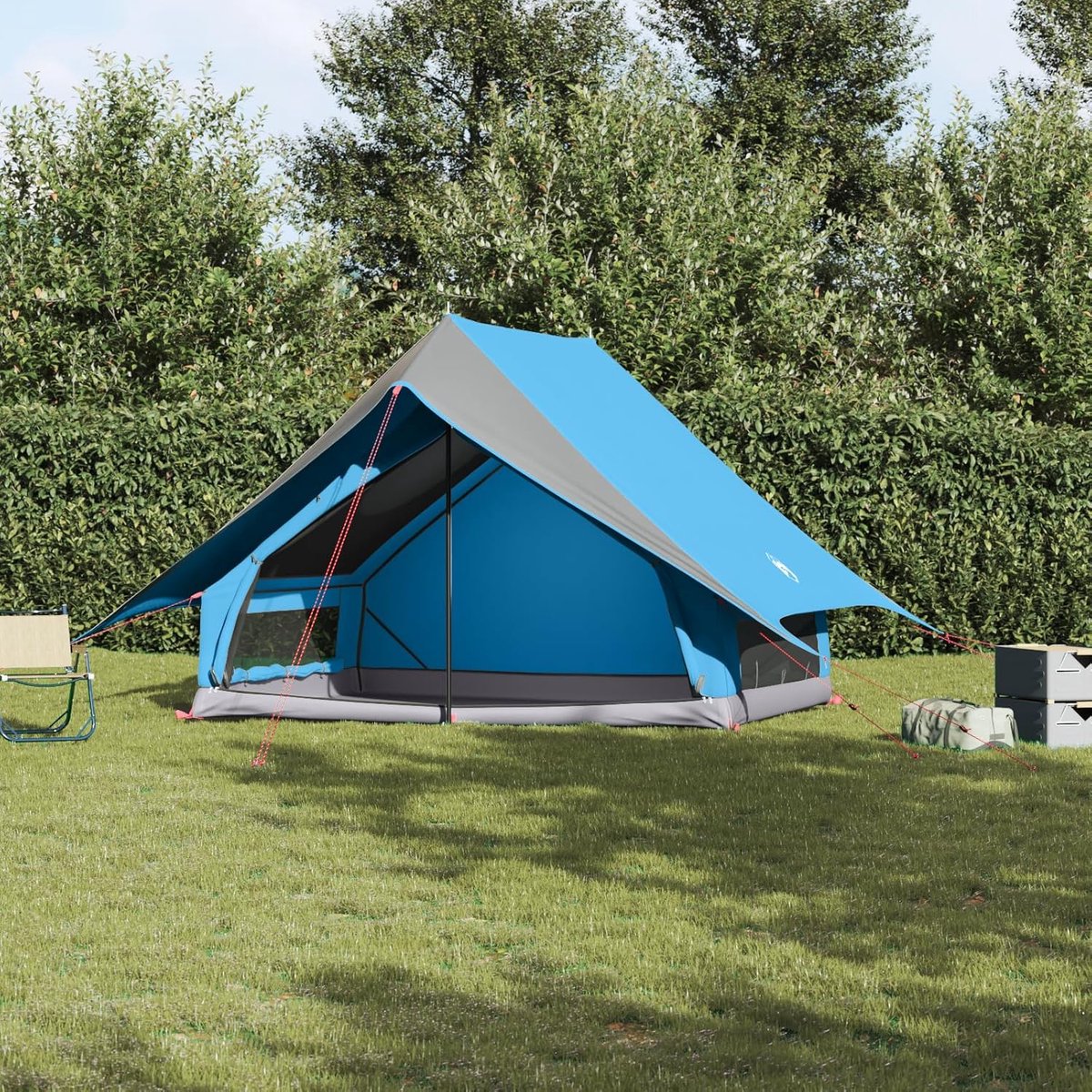 Kampeertent A-Frame - Familietent Outdoor - Outdoor Avonturen - Waterdicht Polyester - Voor 5 Personen - Blauw
