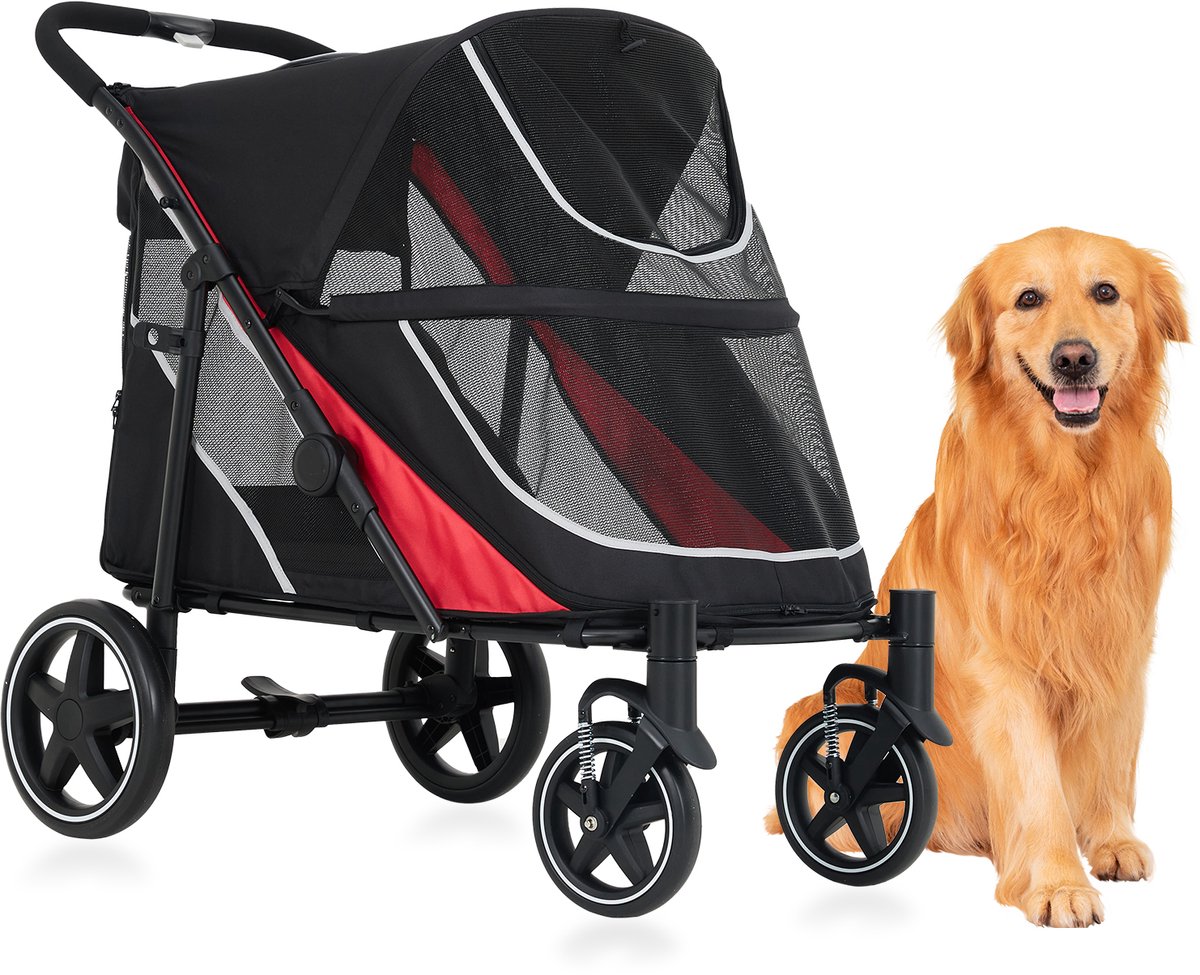 Triumpunpre Grote Hondenbuggy — Opvouwbaar & Schokdemper — Tot 60 kg — Zwart