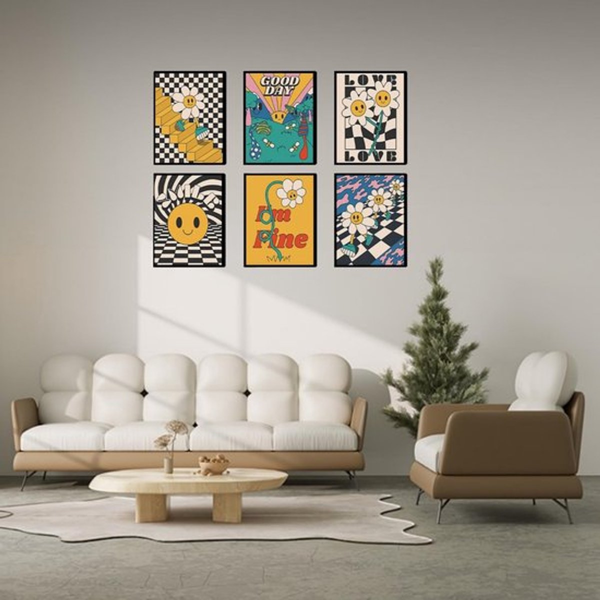 Dailygoods- Posterset 6 x A4 - Wanddecoratie Woonkamer - Wanddecoratie Slaapkamer